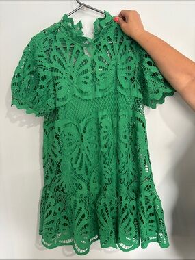 Green Lace Cutout Dress